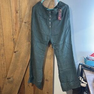 Teal Linen Blend Pants